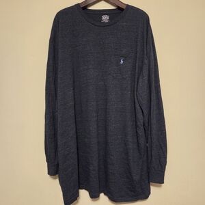 Polo Ralph Lauren Men’s Long Sleeve T-shirt 3XLT Heather Gray Pocketed